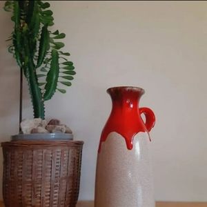 Vintage Fat Lava Drip Glaze Pottery Jug